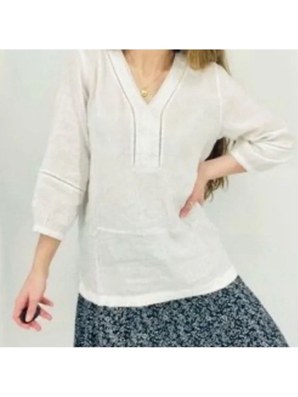 Joie 100% Linen V Neck Top Size Small